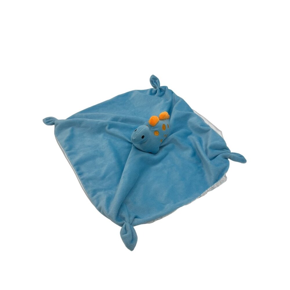 Pro Goleem Dinosaur Lovey No Tag Security Blanket Knotted Ends Blue Orange Satin